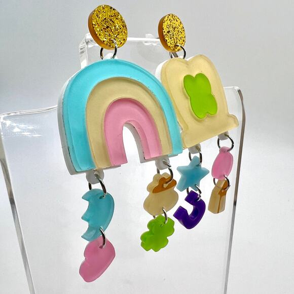 Lucky Charms Earrings - St Patricks Earrings - Rainbow Earrings - Cereal Earring - Picture 4 of 10